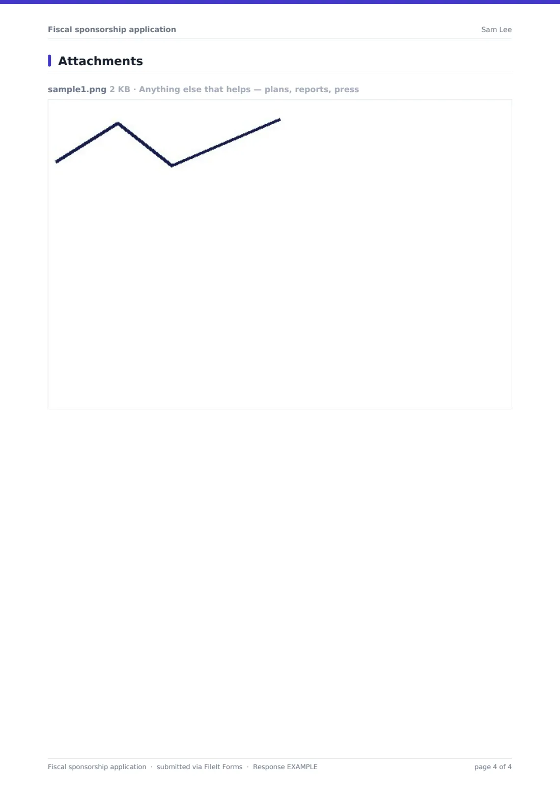 Fiscal sponsorship application — example response PDF, page 4 of 4