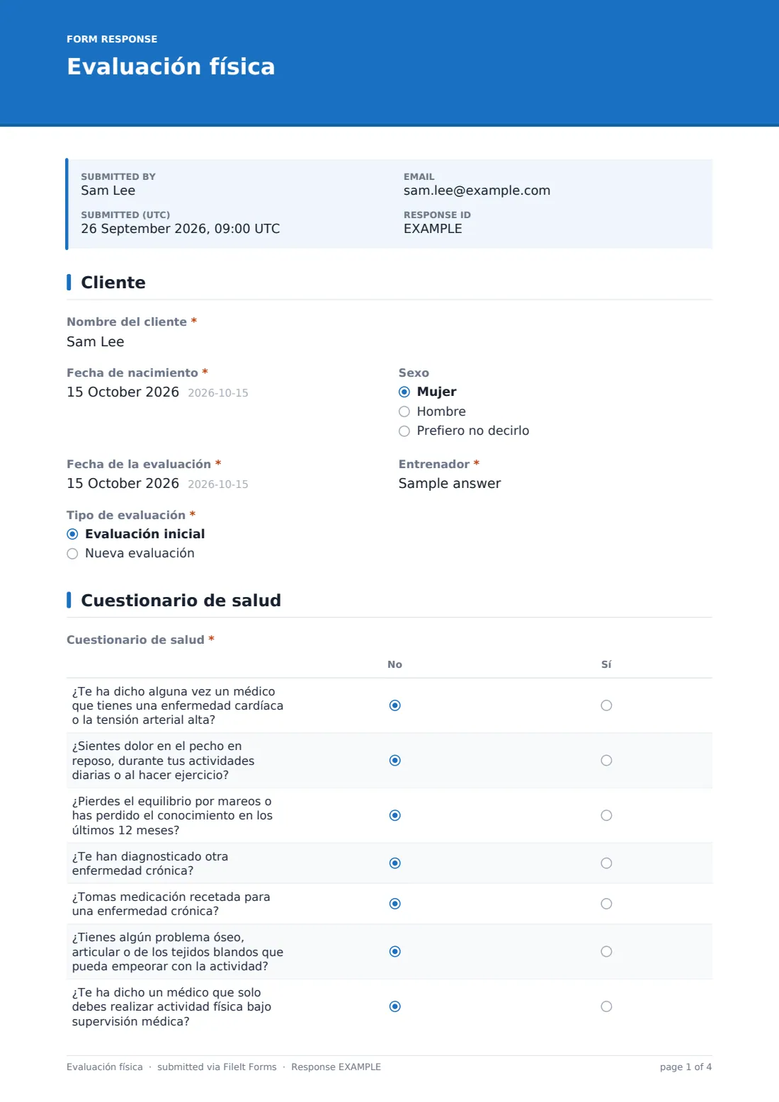 Evaluación física — PDF de respuesta de ejemplo, página 1 de 4