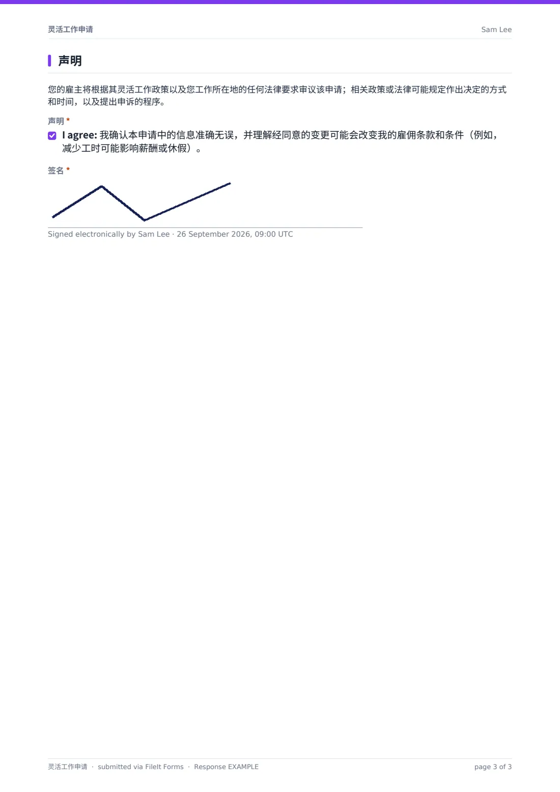 灵活工作申请 — 示例回复 PDF，第 3 页，共 3 页