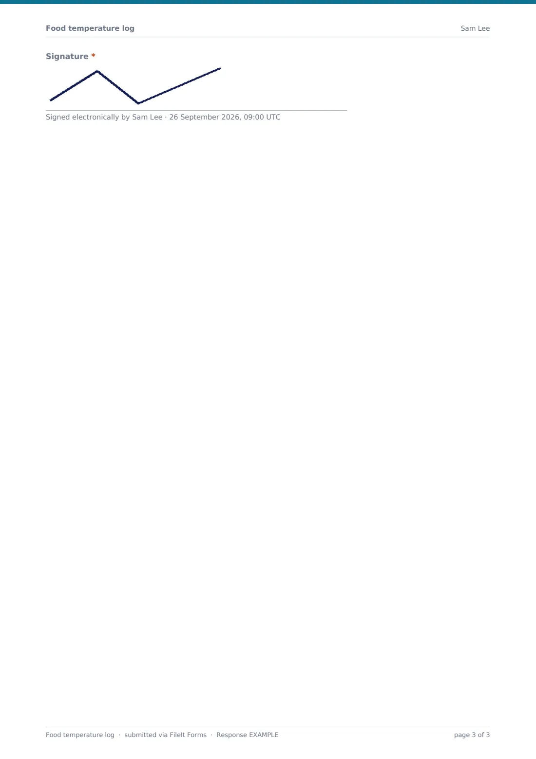 Food temperature log — example response PDF, page 3 of 3
