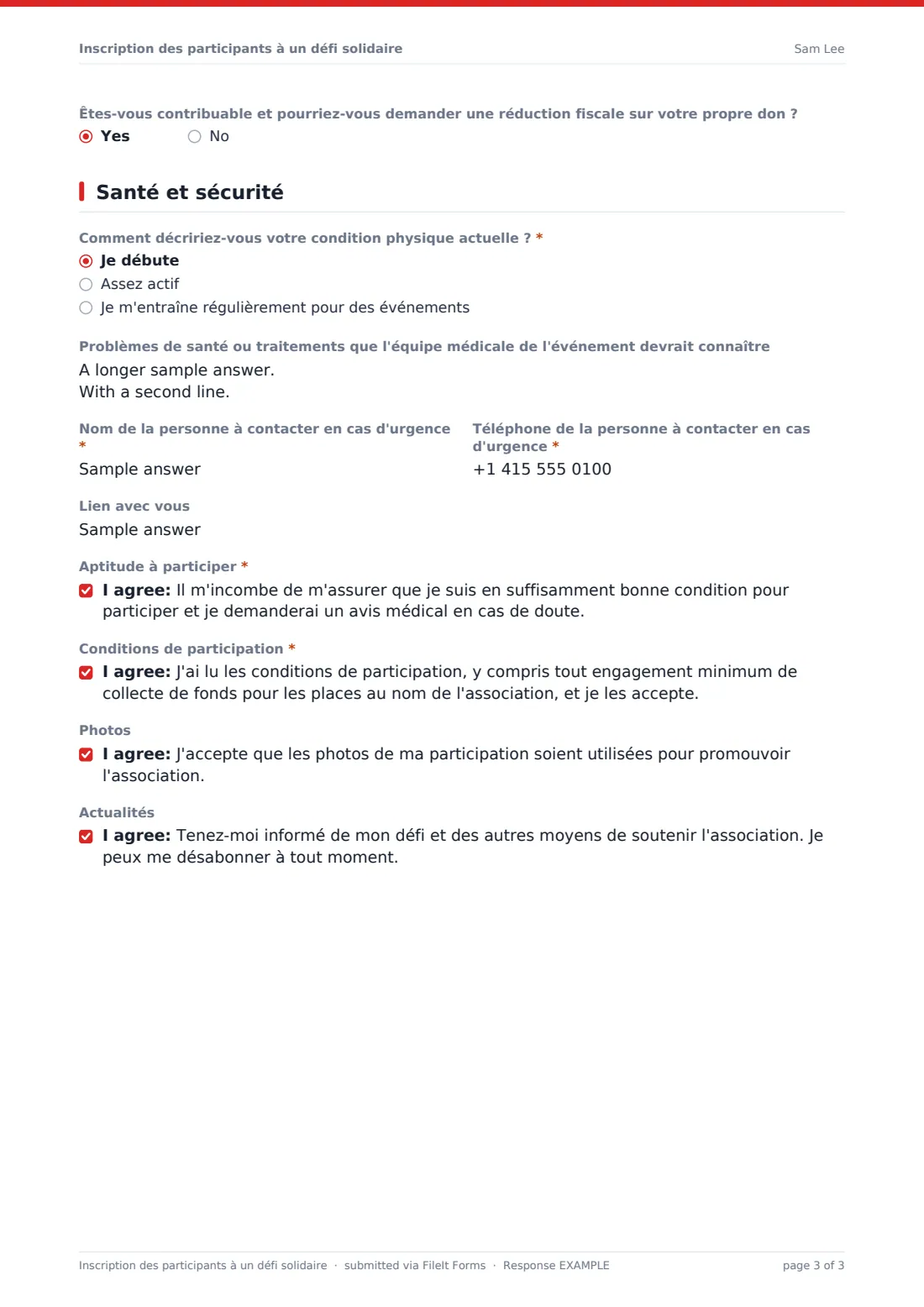 Inscription des participants à un défi solidaire — exemple de réponse au format PDF, page 3 sur 3