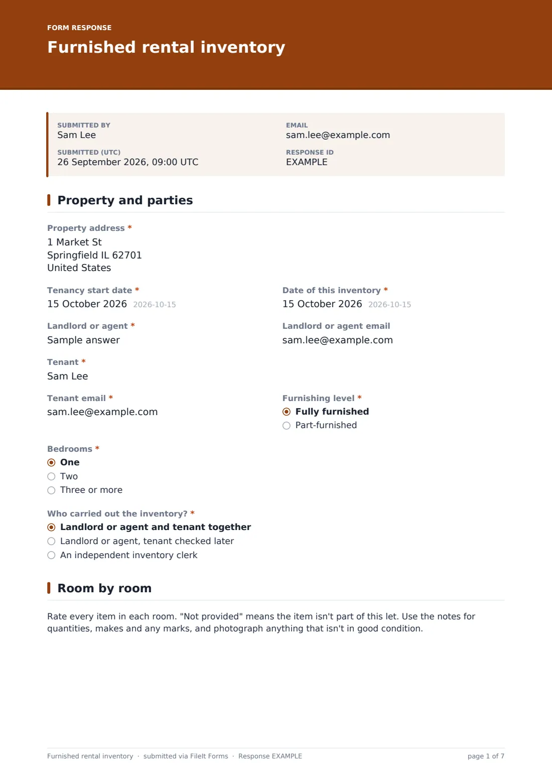 Furnished rental inventory — example response PDF, page 1 of 7