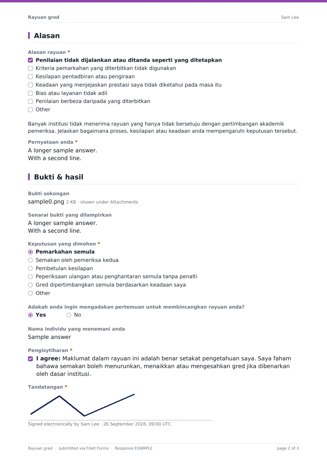 Rayuan gred — PDF respons contoh, halaman 2 daripada 3