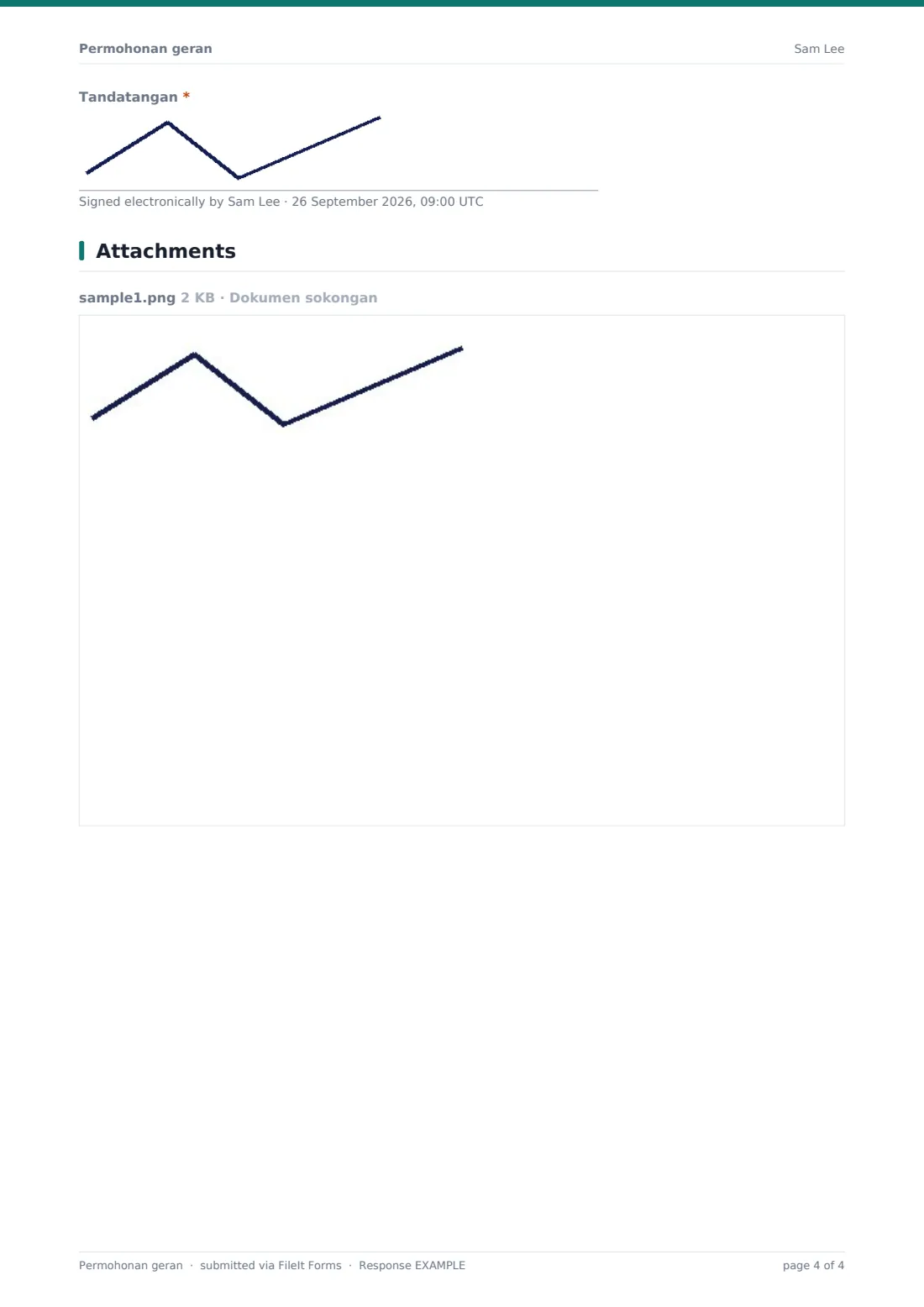 Permohonan geran — PDF respons contoh, halaman 4 daripada 4