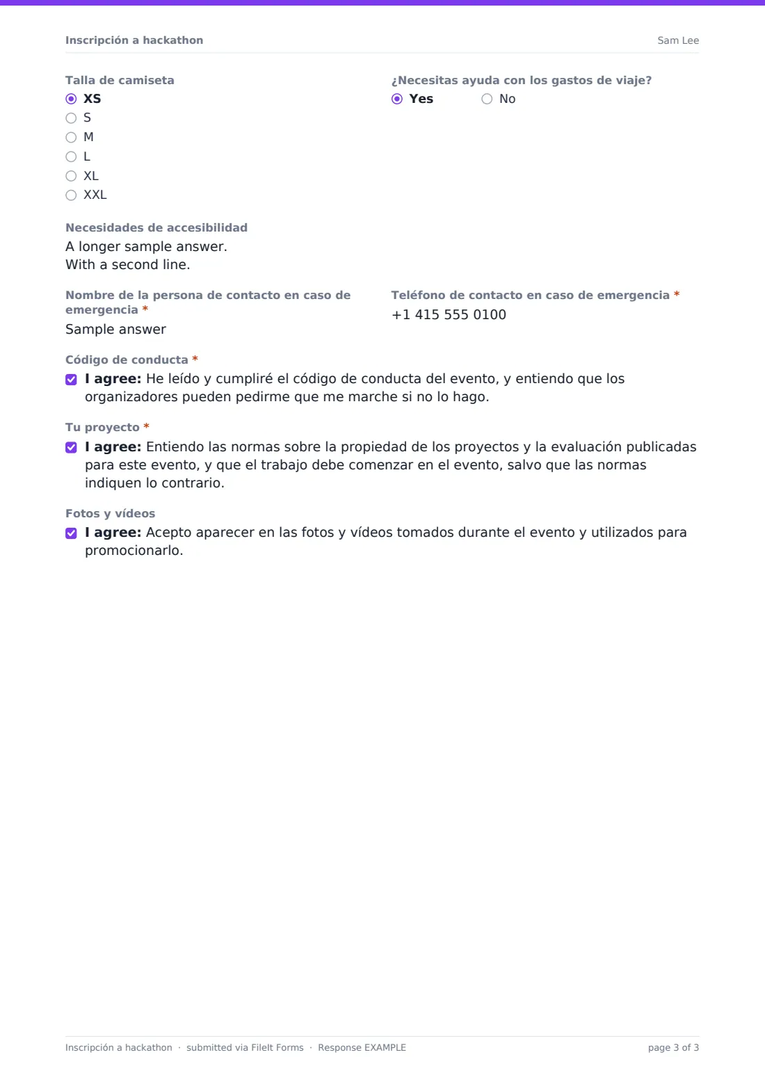 Inscripción a hackathon — PDF de respuesta de ejemplo, página 3 de 3