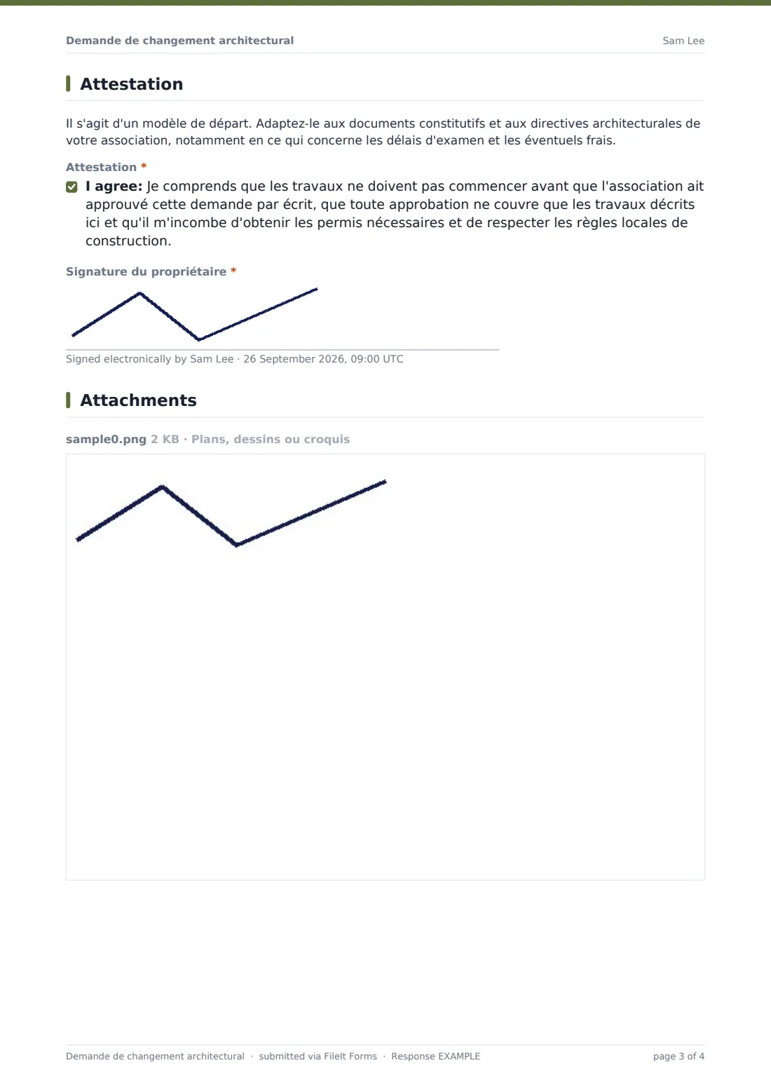 Demande de changement architectural — exemple de réponse au format PDF, page 3 sur 4