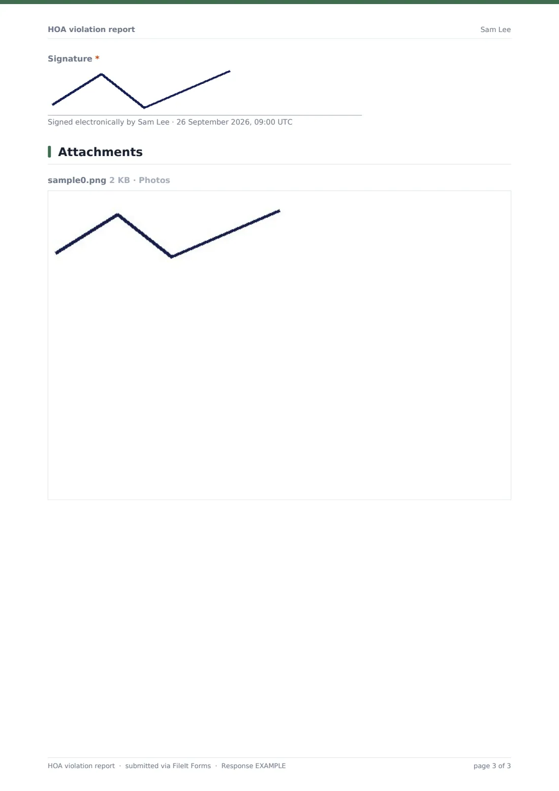 HOA violation report — example response PDF, page 3 of 3