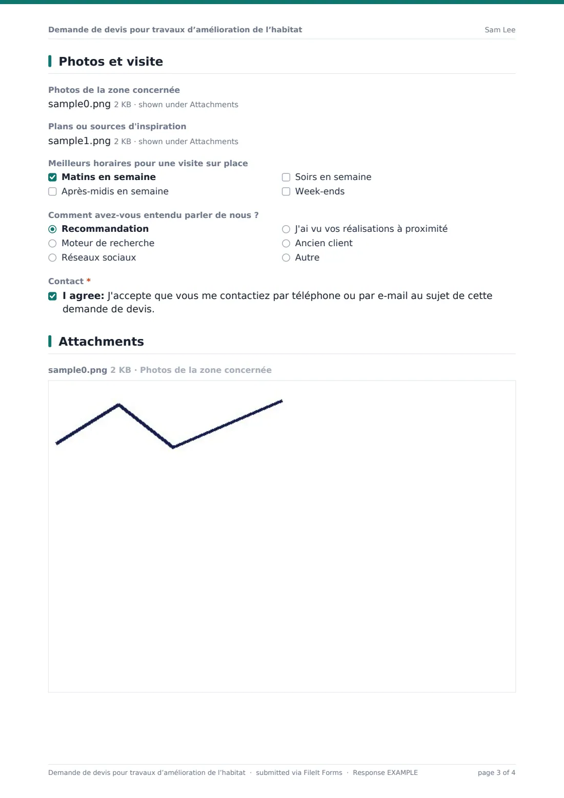 Demande de devis pour travaux d’amélioration de l’habitat — exemple de réponse au format PDF, page 3 sur 4