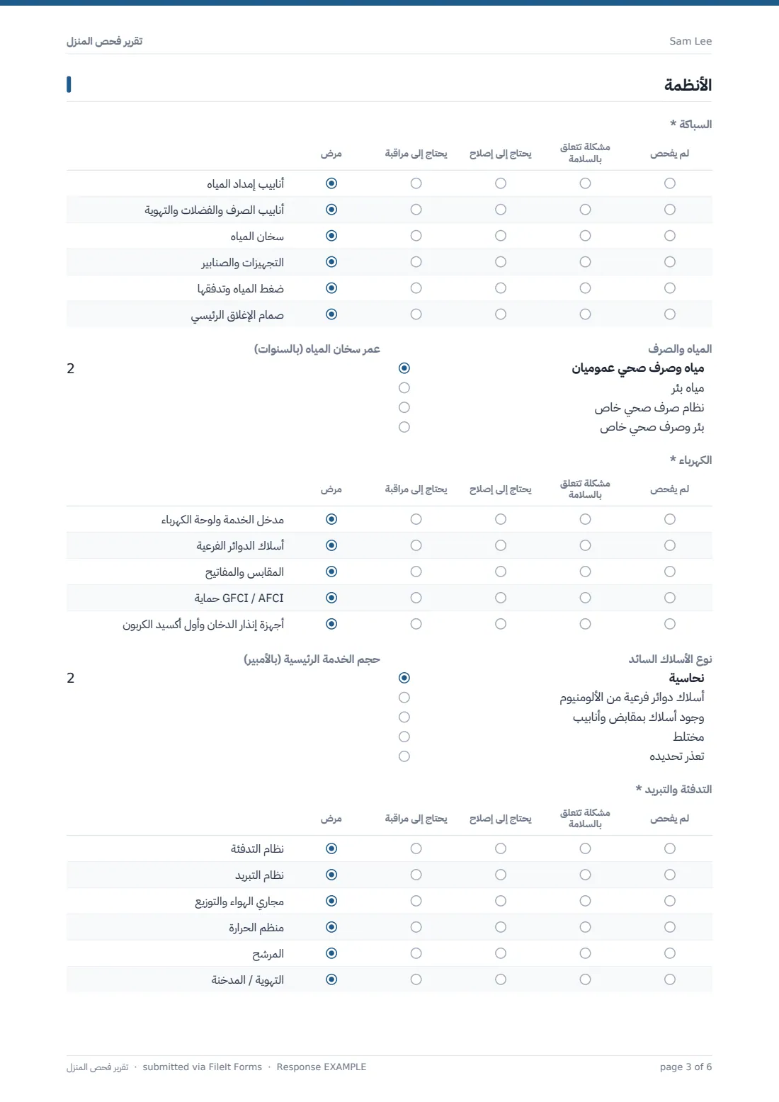 تقرير فحص المنزل — ملف PDF لرد نموذجي، الصفحة 3 من 6