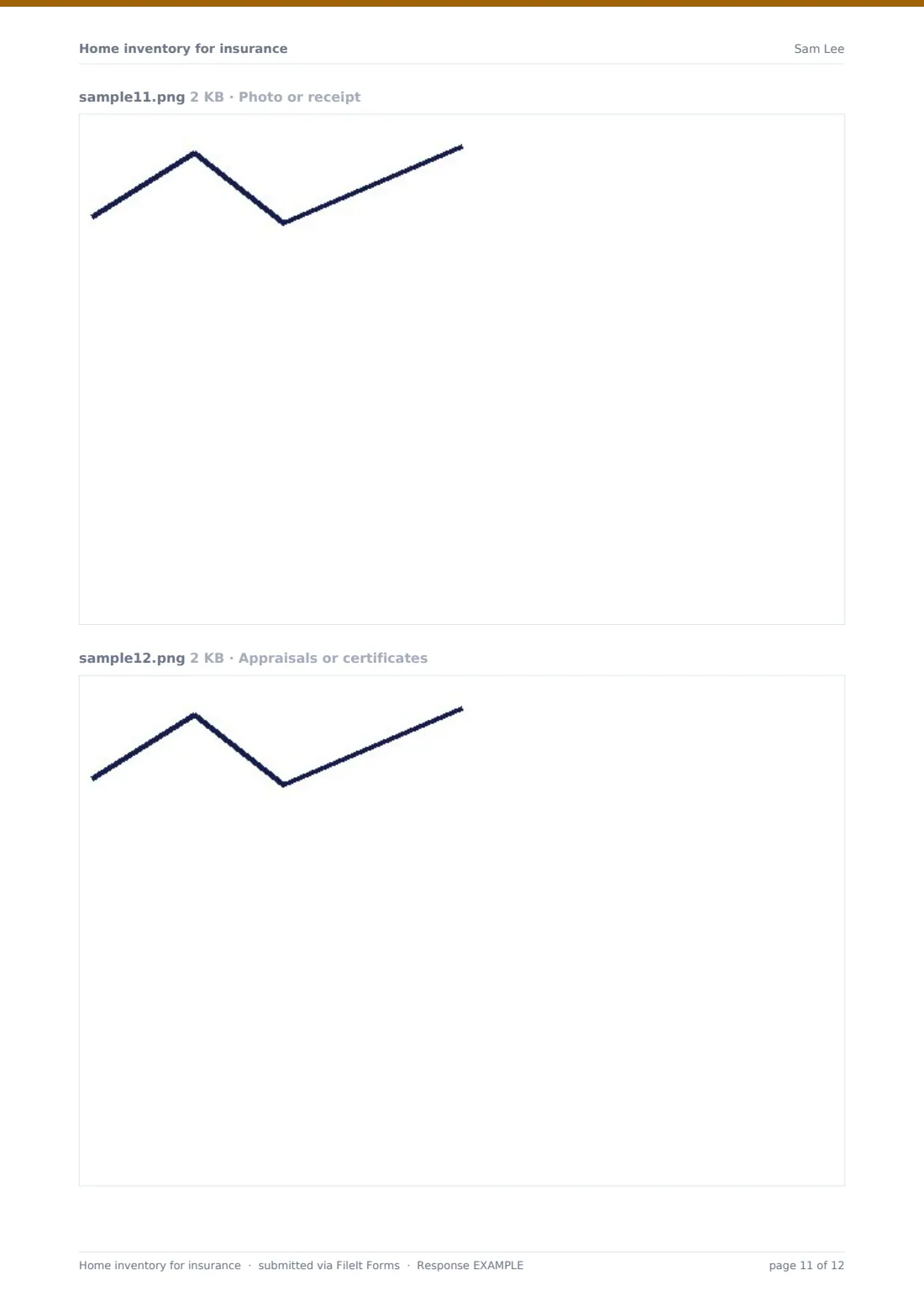 Home inventory for insurance — example response PDF, page 11 of 12