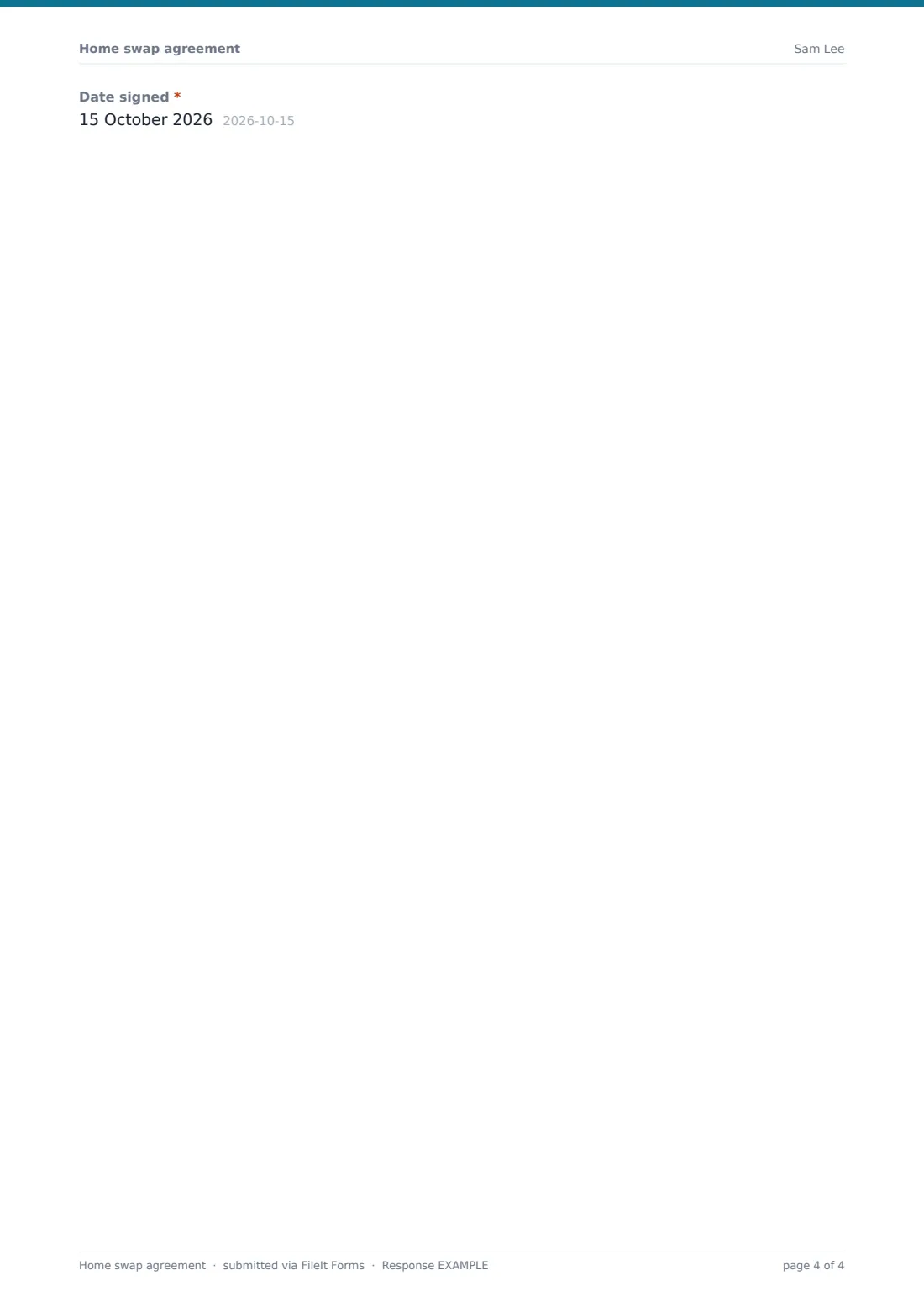 Home swap agreement — example response PDF, page 4 of 4