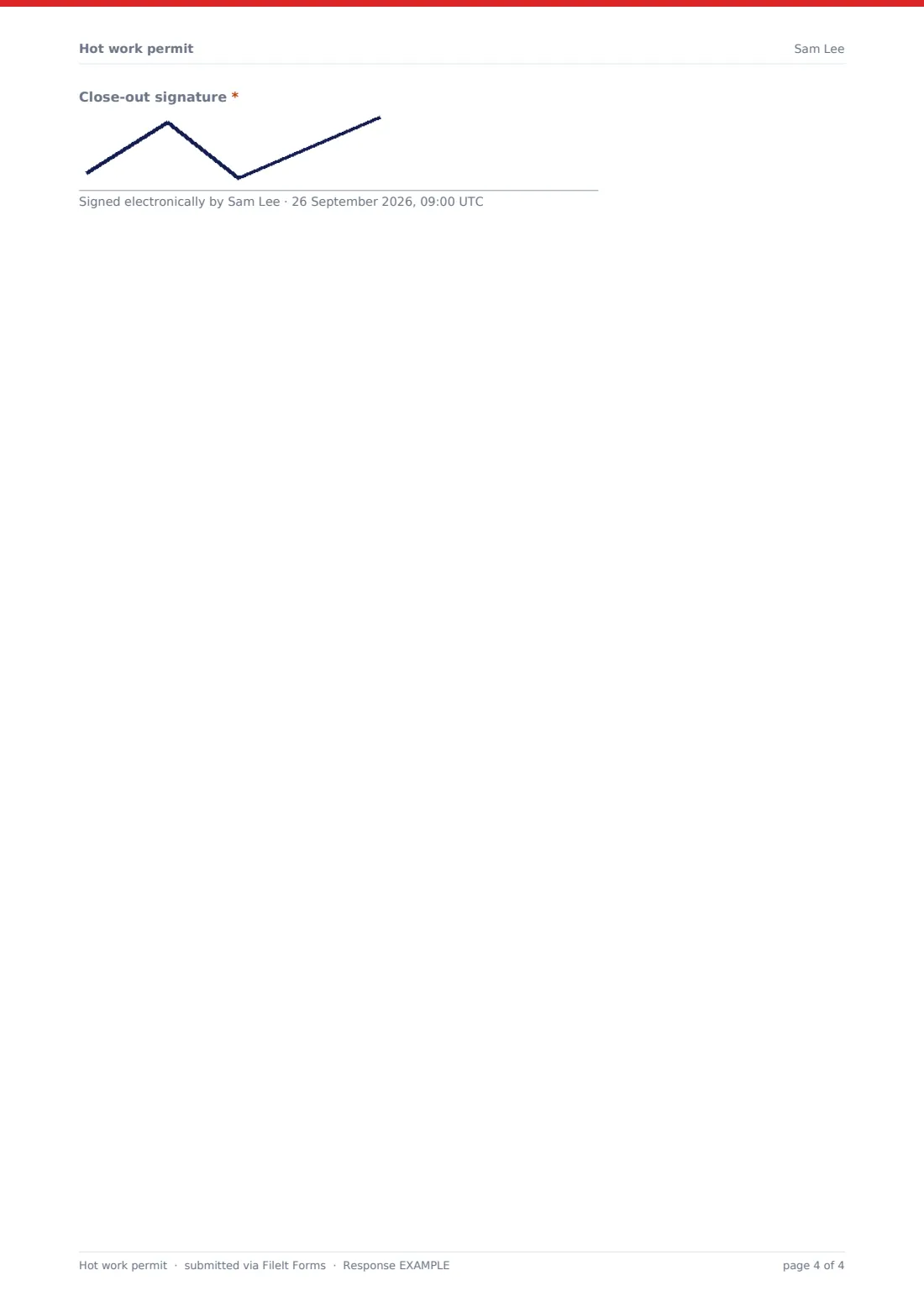 Hot work permit — example response PDF, page 4 of 4