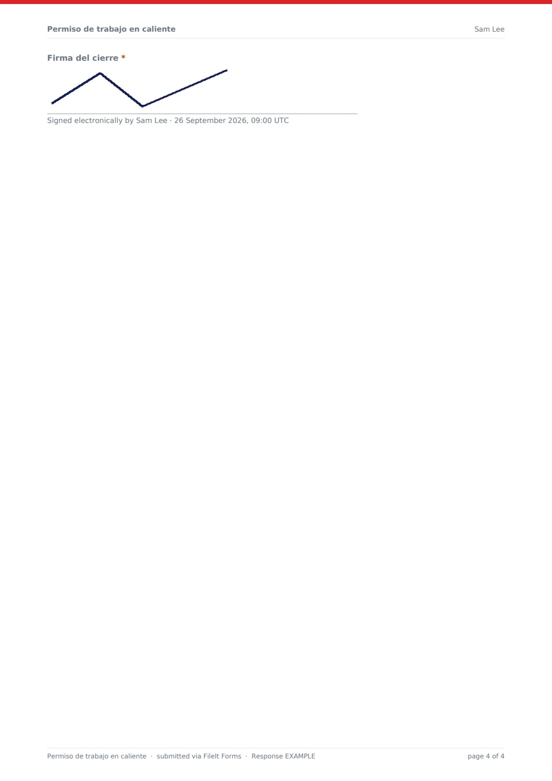 Permiso de trabajo en caliente — PDF de respuesta de ejemplo, página 4 de 4