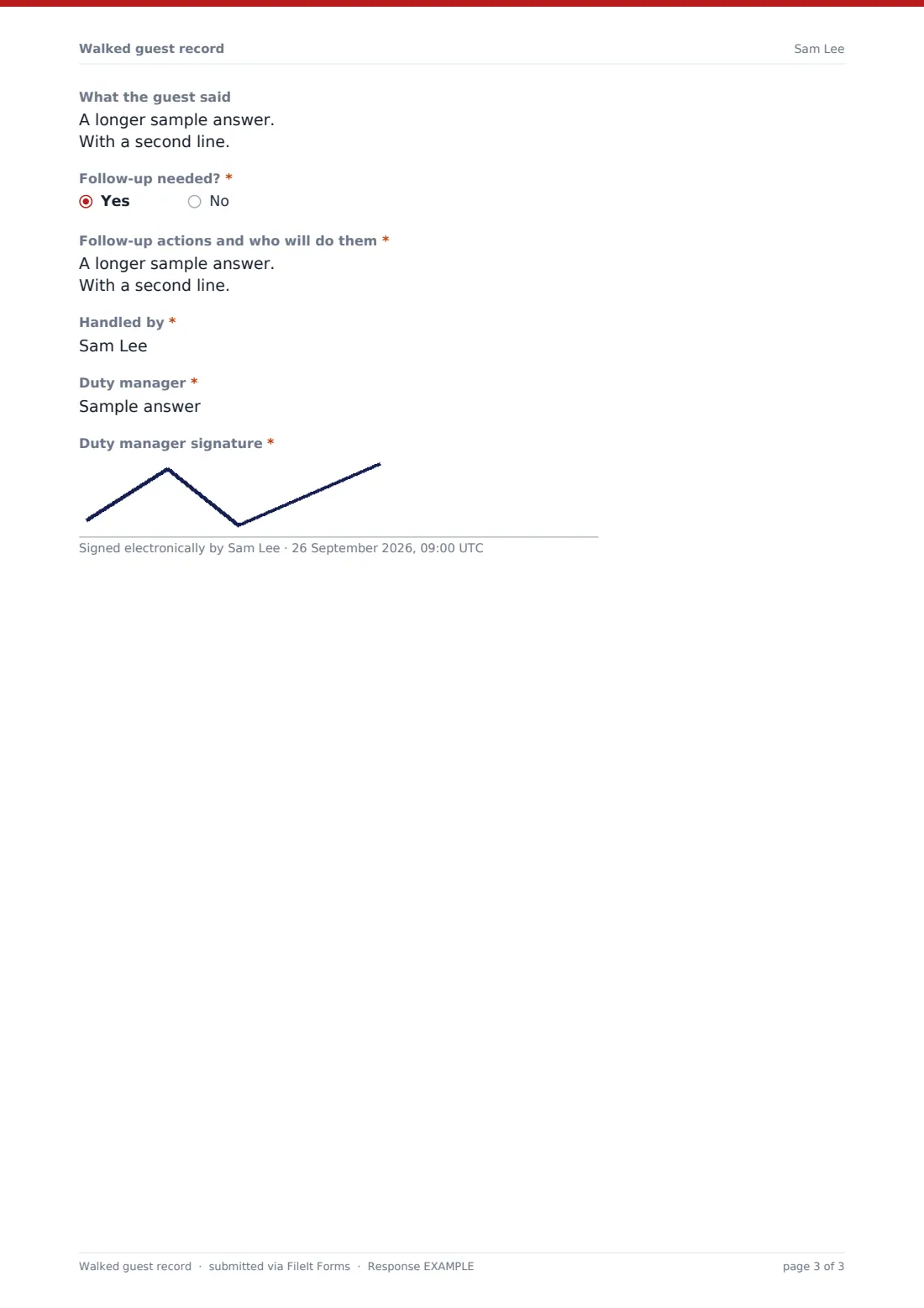 Walked guest record — example response PDF, page 3 of 3