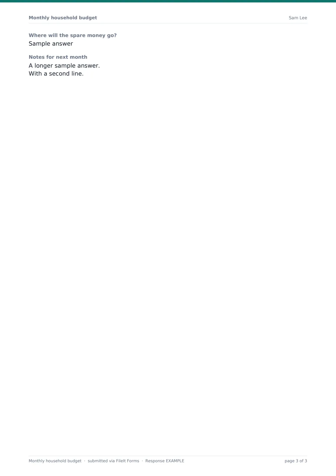 Monthly household budget — example response PDF, page 3 of 3
