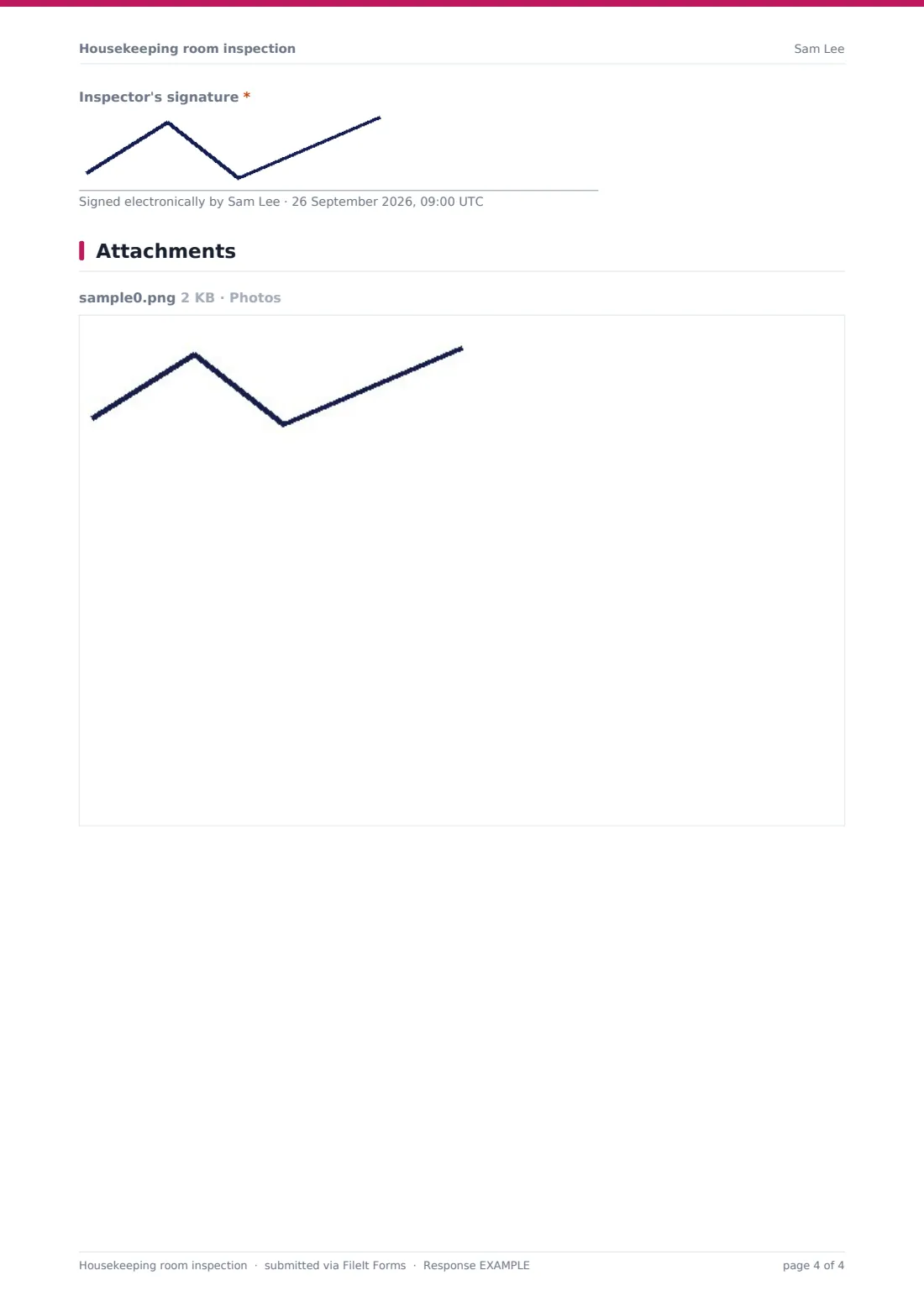 Housekeeping room inspection — example response PDF, page 4 of 4