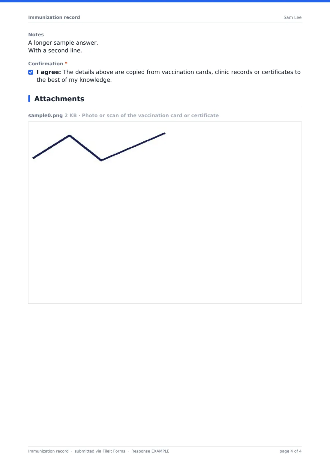 Immunization record — example response PDF, page 4 of 4