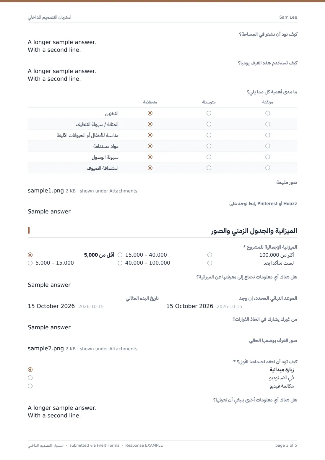 استبيان التصميم الداخلي — ملف PDF لرد نموذجي، الصفحة 3 من 5