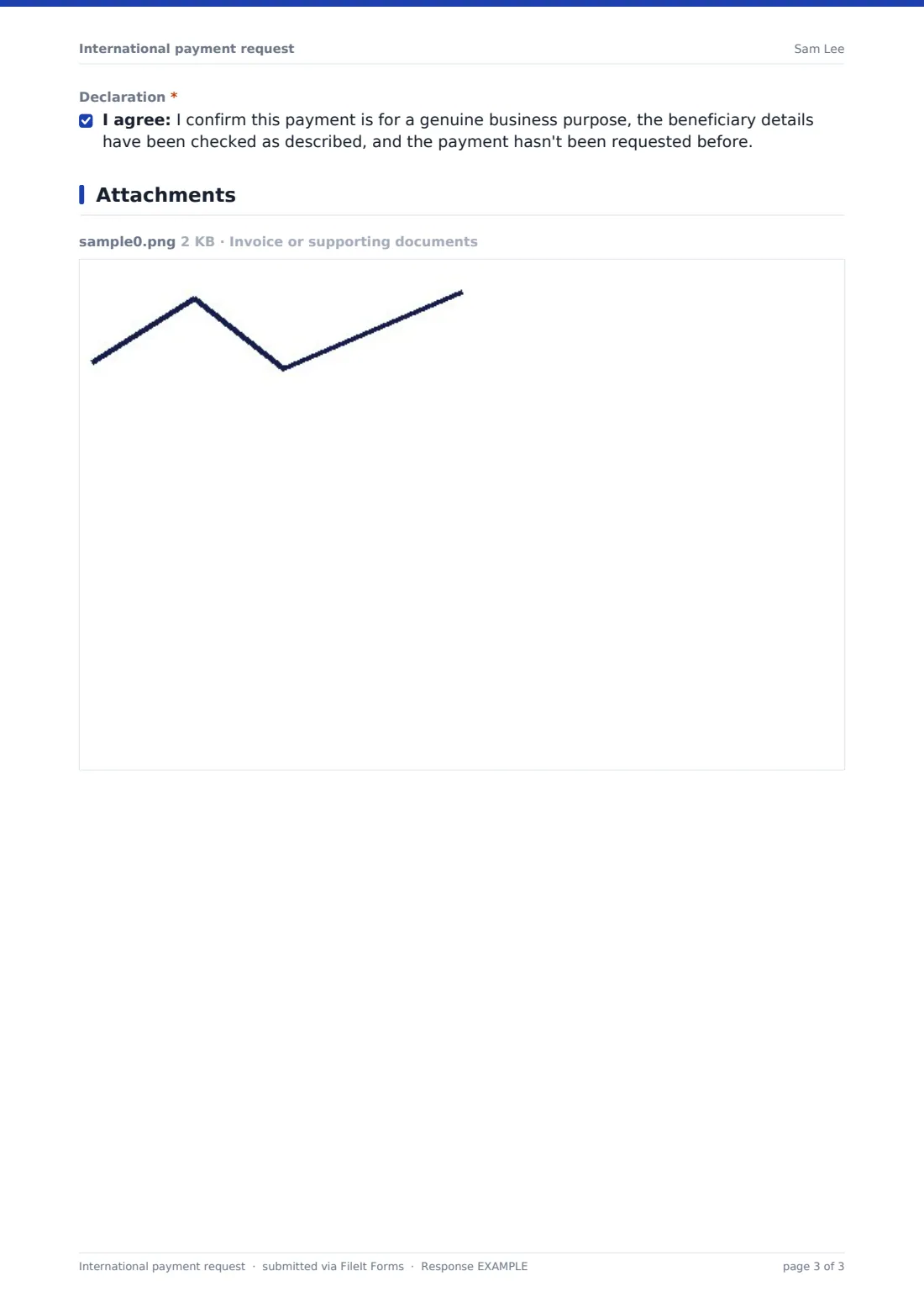International payment request — example response PDF, page 3 of 3