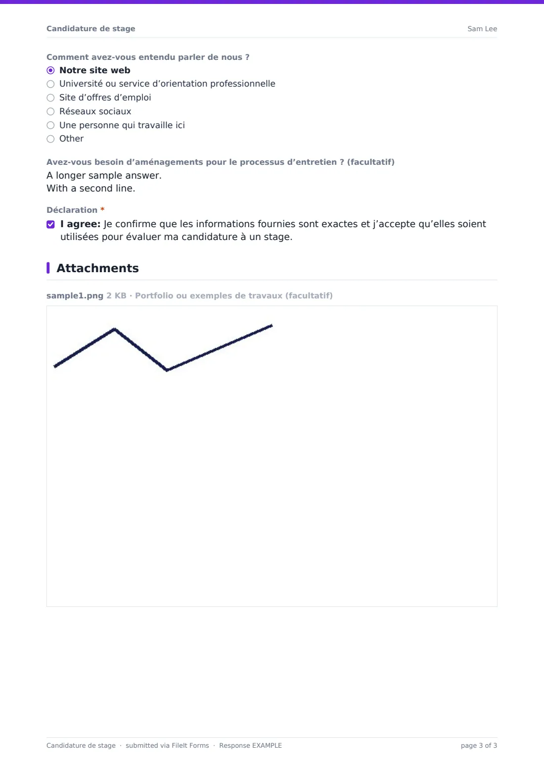 Candidature de stage — exemple de réponse au format PDF, page 3 sur 3