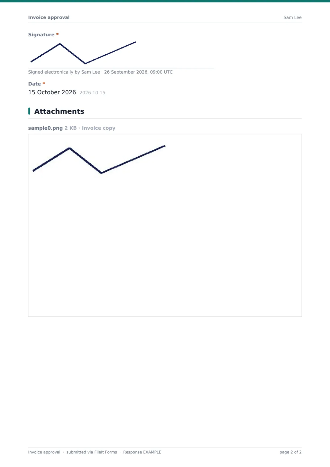 Invoice approval — example response PDF, page 2 of 2
