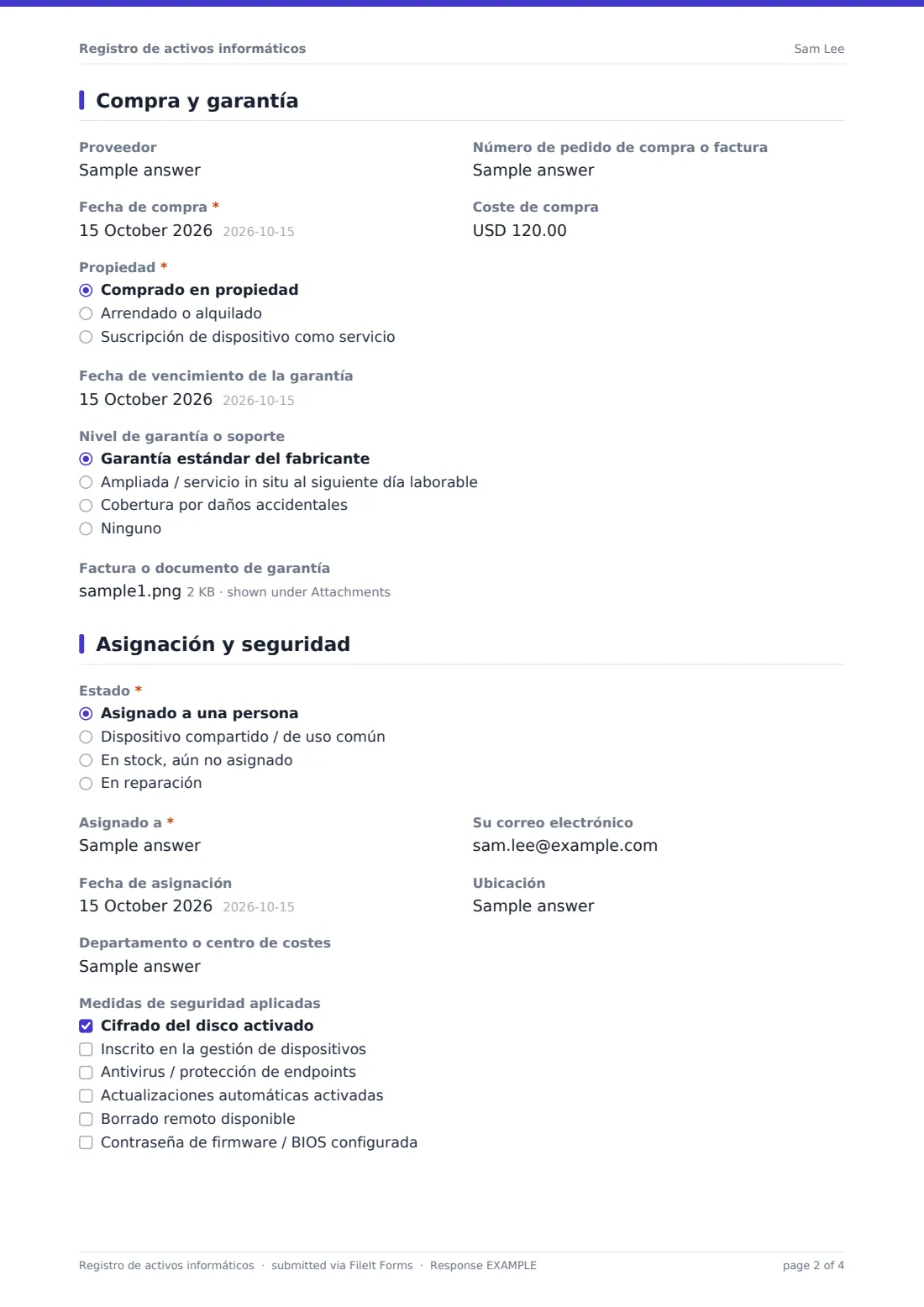 Registro de activos informáticos — PDF de respuesta de ejemplo, página 2 de 4