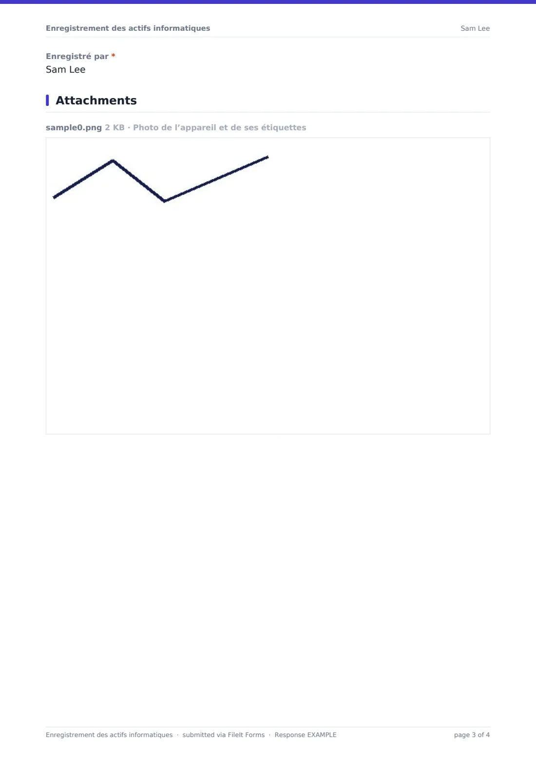 Enregistrement des actifs informatiques — exemple de réponse au format PDF, page 3 sur 4