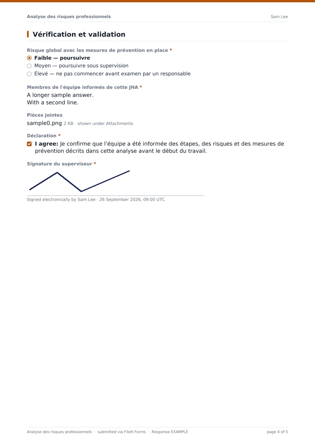Analyse des risques professionnels — exemple de réponse au format PDF, page 4 sur 5