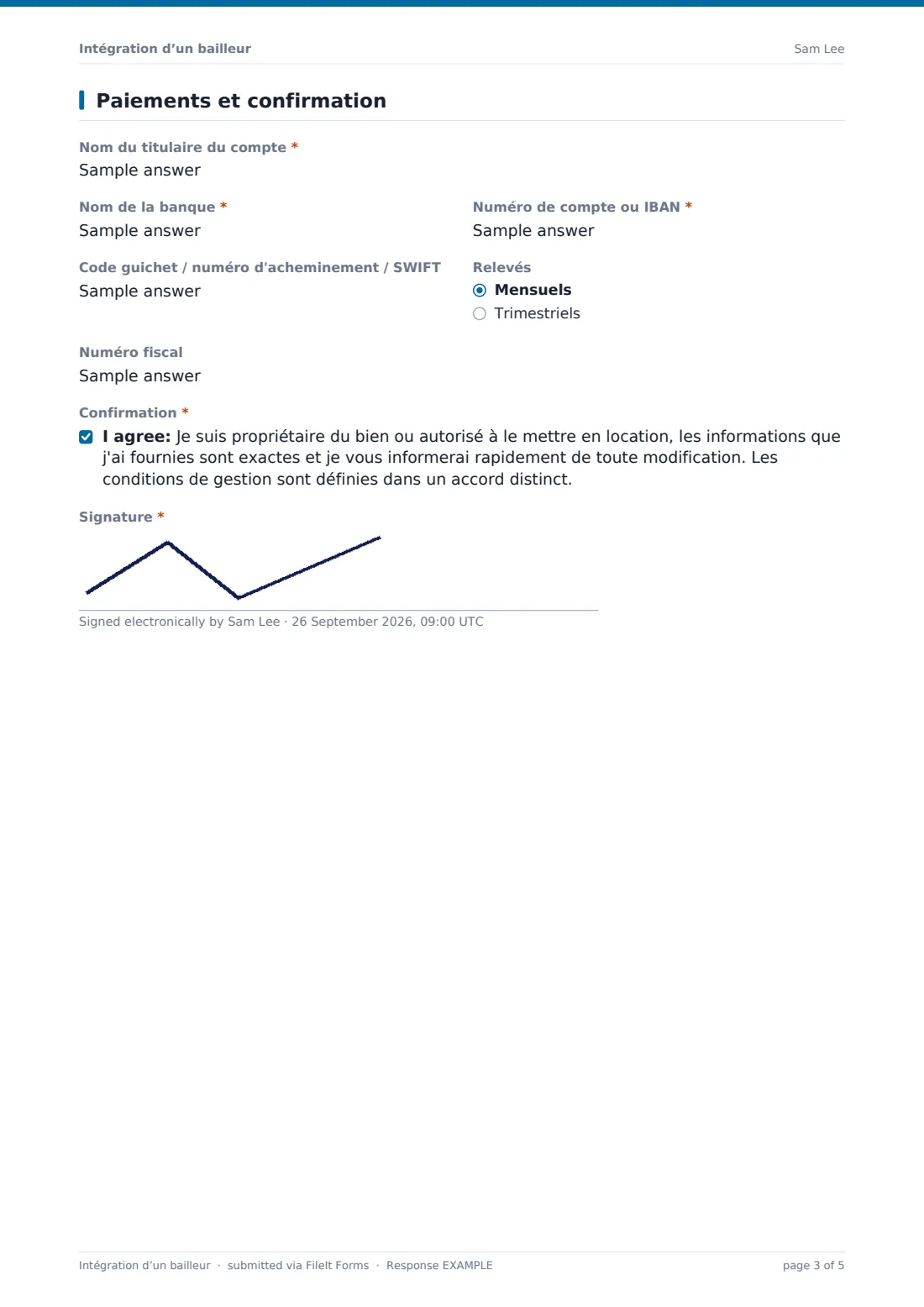 Intégration d’un bailleur — exemple de réponse au format PDF, page 3 sur 5
