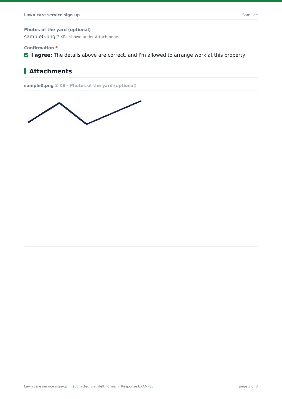 Lawn care service sign-up — example response PDF, page 3 of 3
