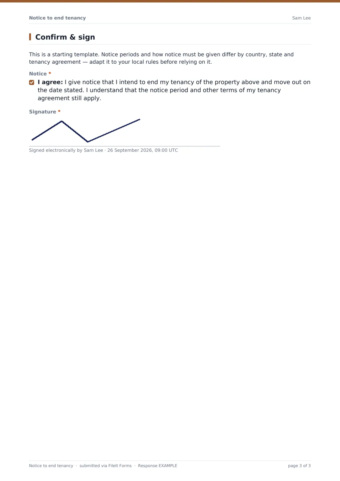 Notice to end tenancy — example response PDF, page 3 of 3