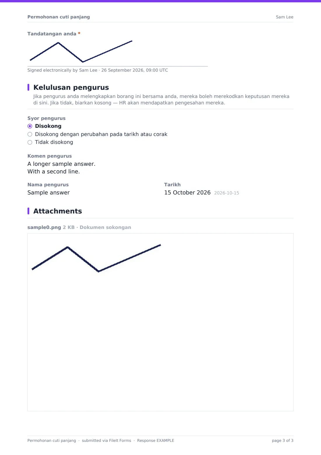 Permohonan cuti panjang — PDF respons contoh, halaman 3 daripada 3