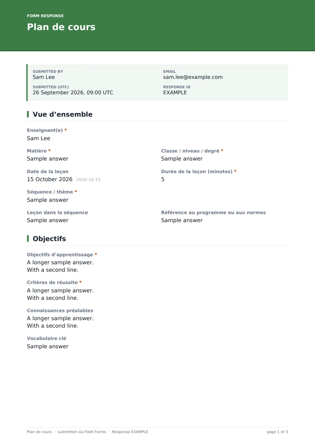 Plan de cours — exemple de réponse au format PDF, page 1 sur 3