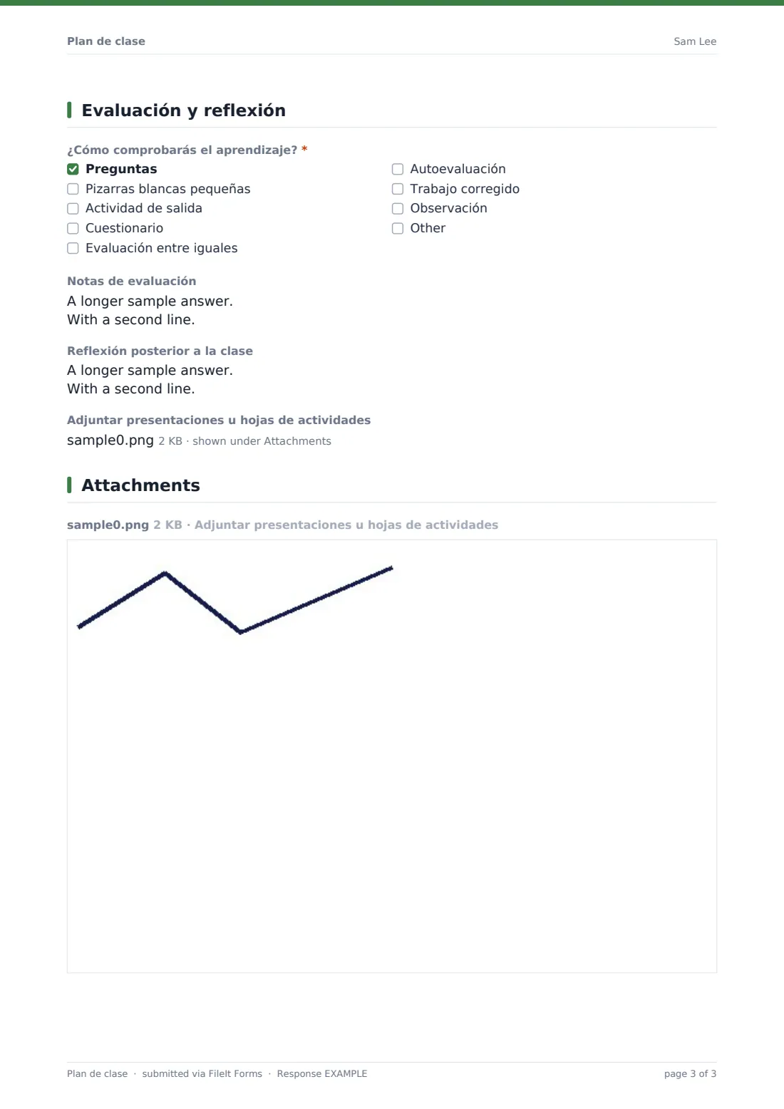 Plan de clase — PDF de respuesta de ejemplo, página 3 de 3