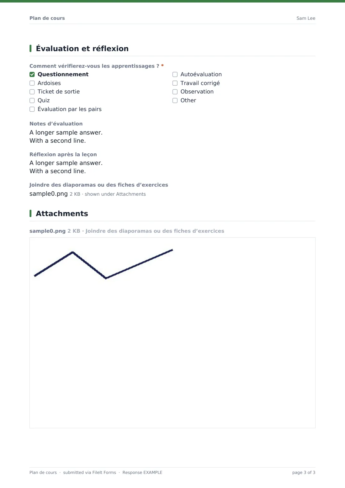 Plan de cours — exemple de réponse au format PDF, page 3 sur 3