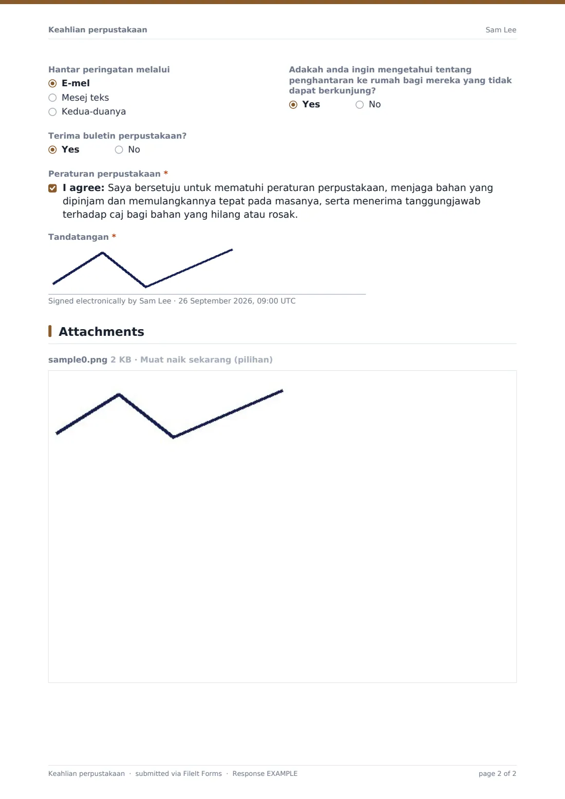 Keahlian perpustakaan — PDF respons contoh, halaman 2 daripada 2