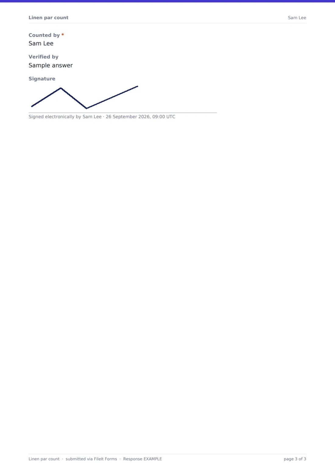 Linen par count — example response PDF, page 3 of 3