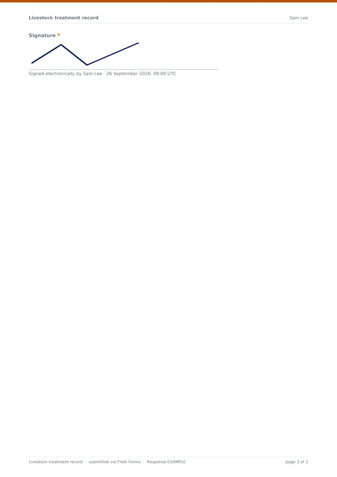 Livestock treatment record — example response PDF, page 3 of 3