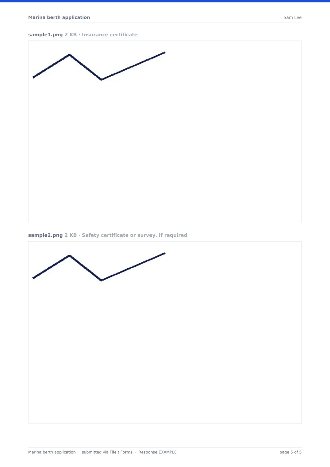Marina berth application — example response PDF, page 5 of 5