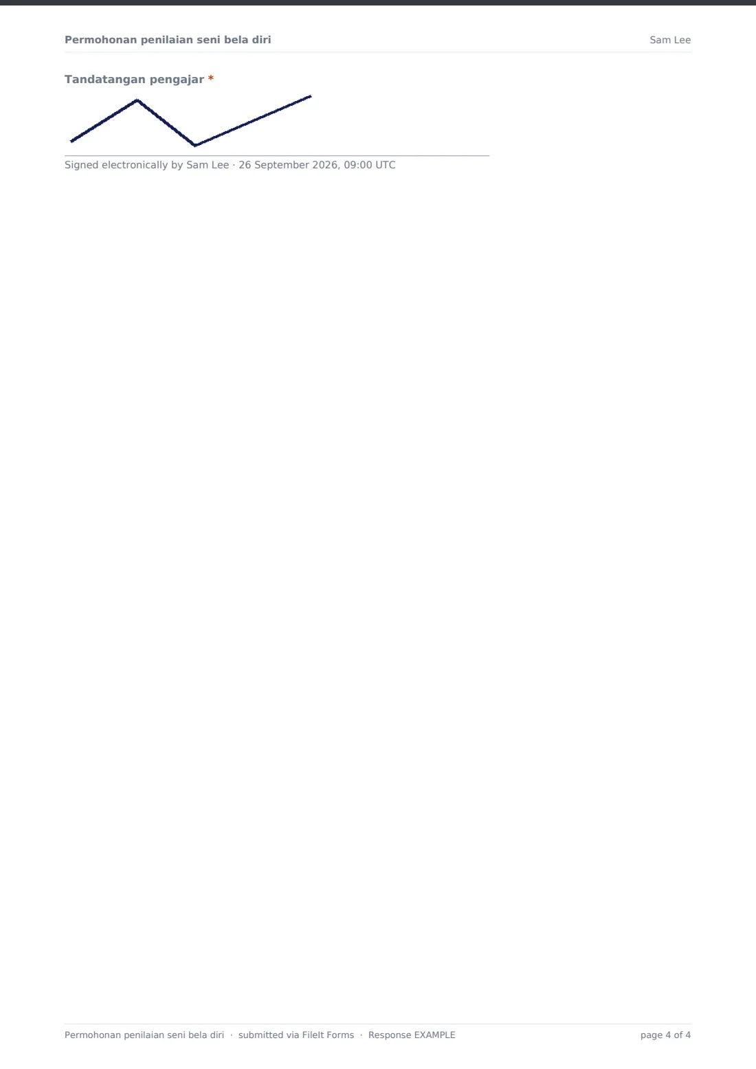 Permohonan penilaian seni bela diri — PDF respons contoh, halaman 4 daripada 4