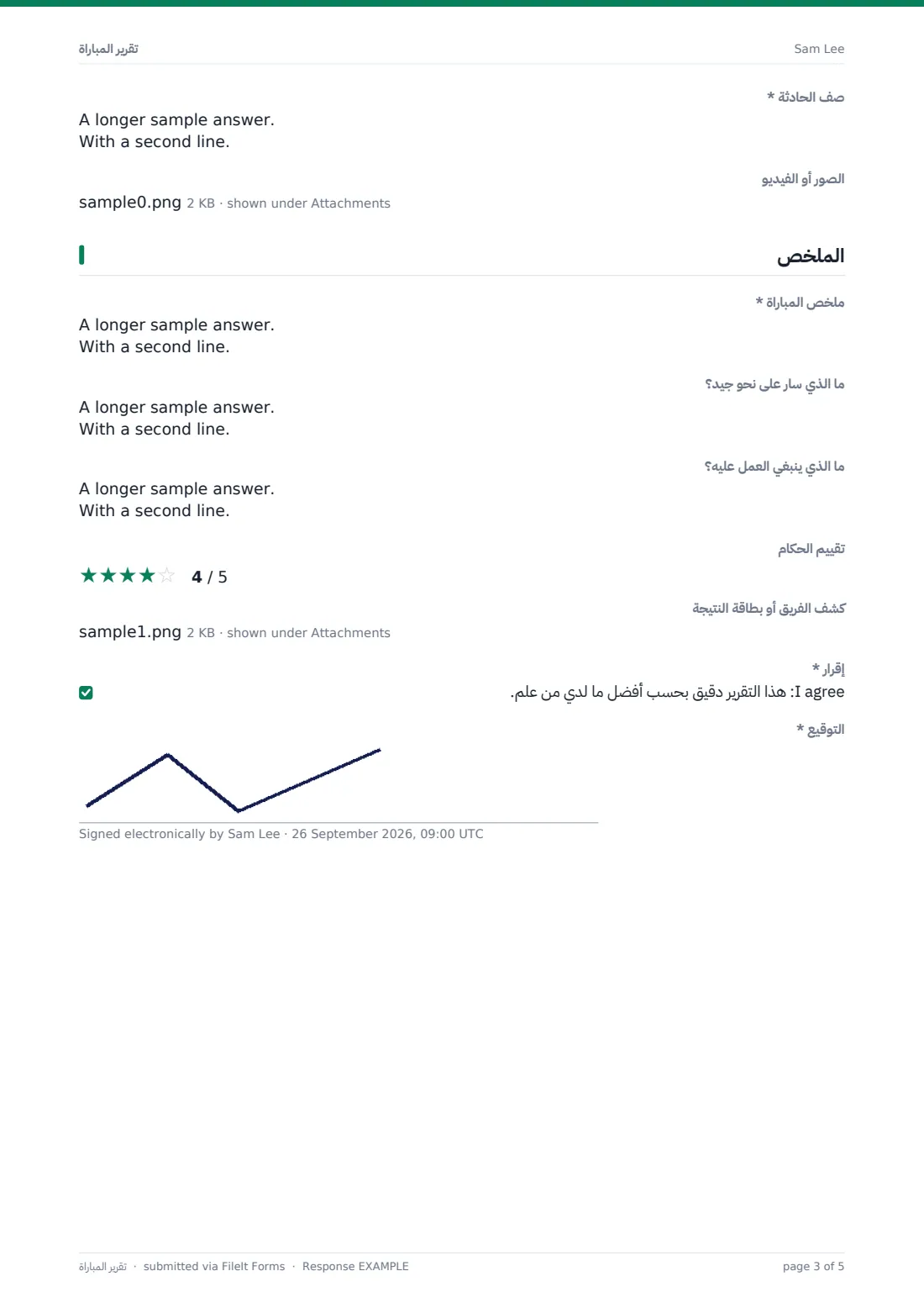 تقرير المباراة — ملف PDF لرد نموذجي، الصفحة 3 من 5