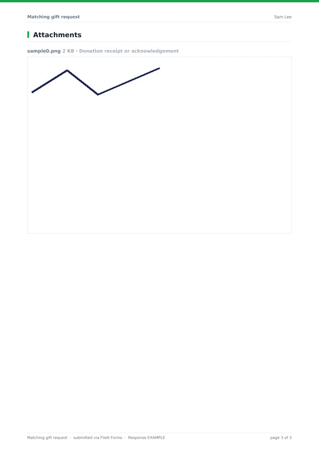 Matching gift request — example response PDF, page 3 of 3