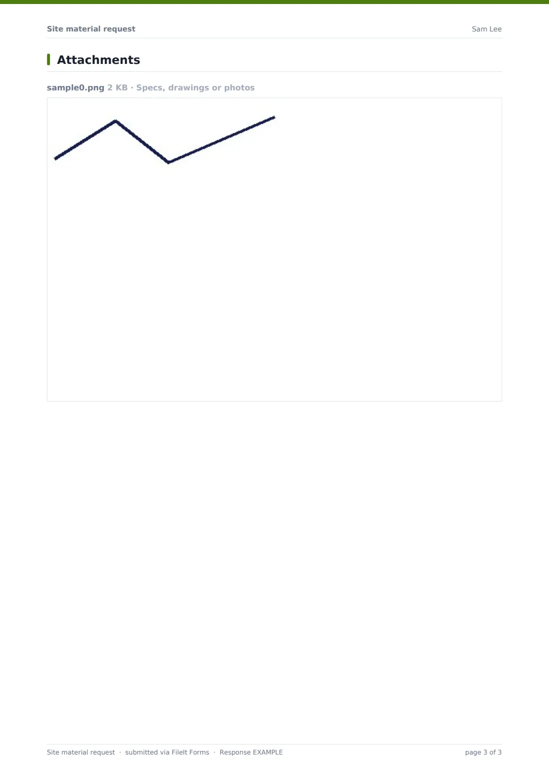Site material request — example response PDF, page 3 of 3