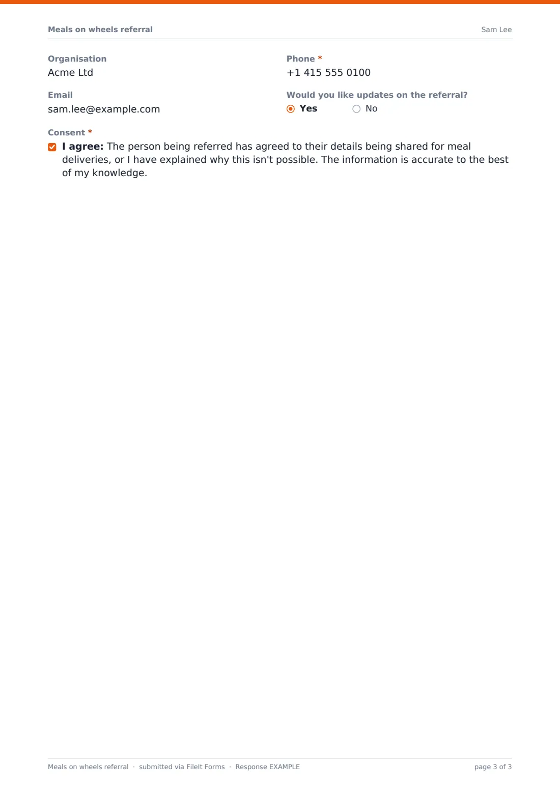 Meals on wheels referral — example response PDF, page 3 of 3