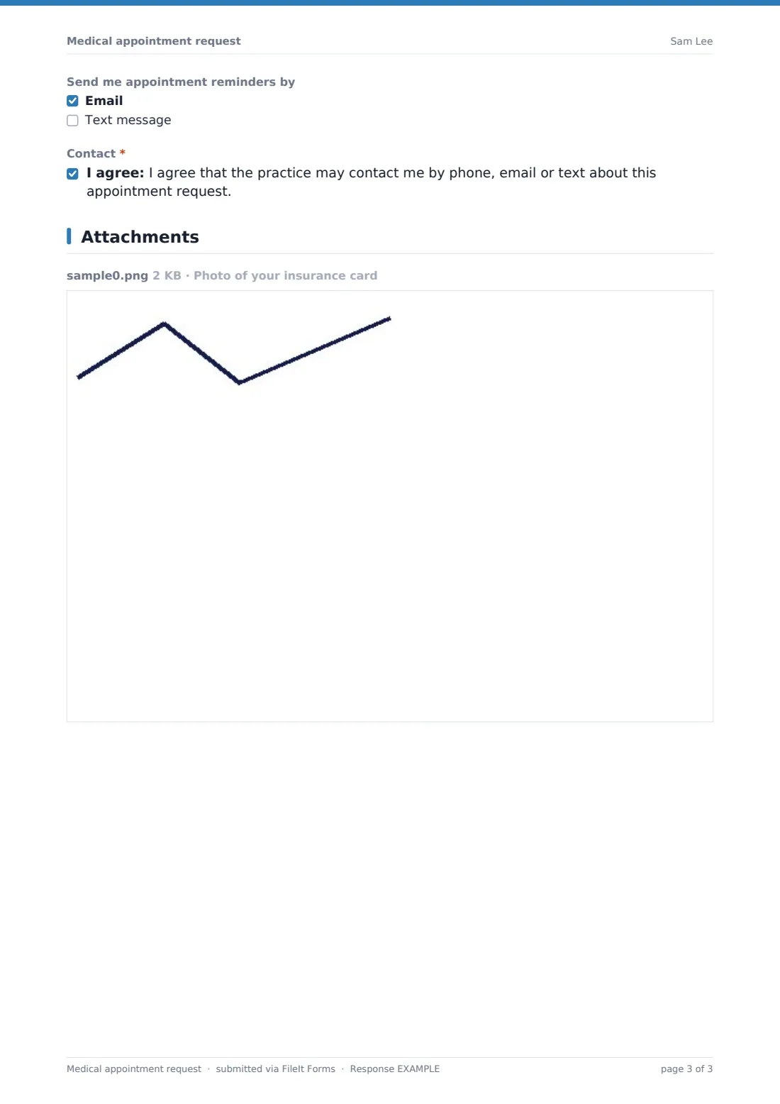 Medical appointment request — example response PDF, page 3 of 3