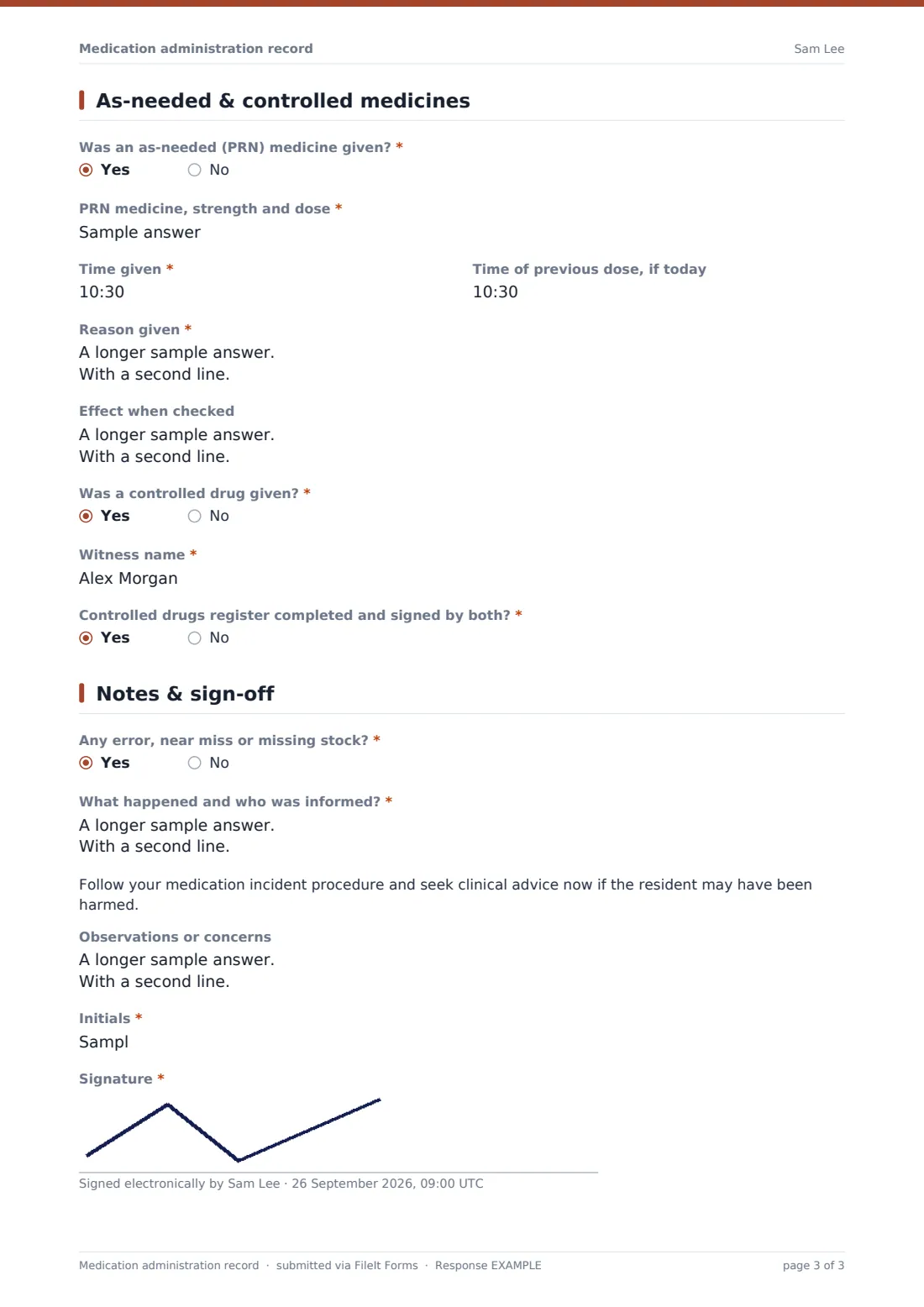 Medication administration record — example response PDF, page 3 of 3