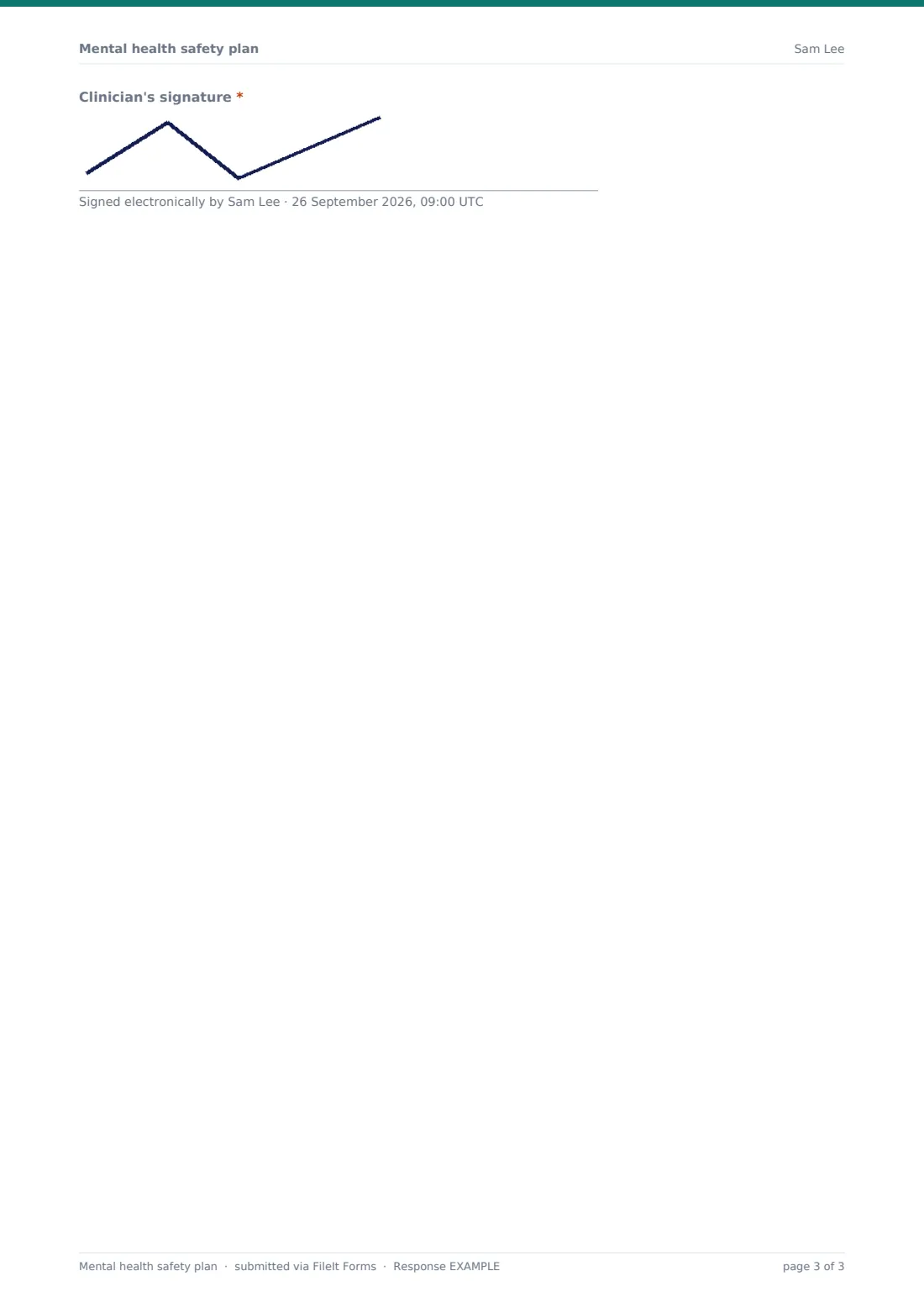 Mental health safety plan — example response PDF, page 3 of 3