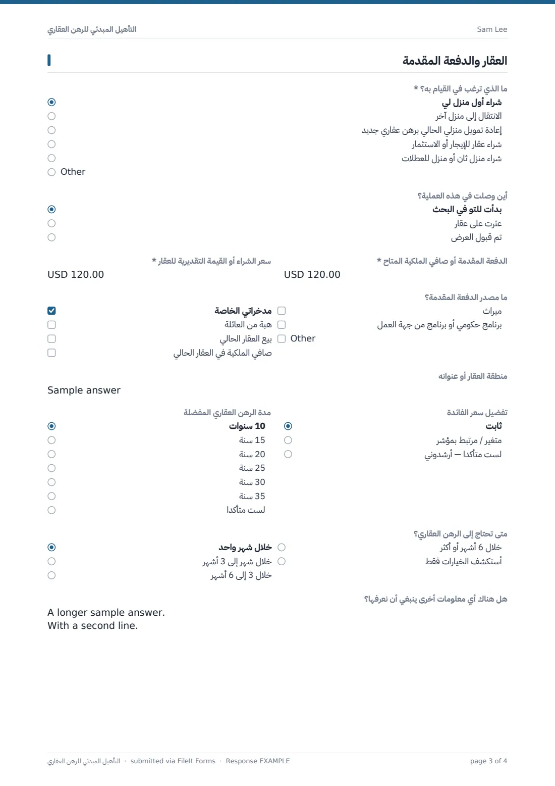 التأهيل المبدئي للرهن العقاري — ملف PDF لرد نموذجي، الصفحة 3 من 4