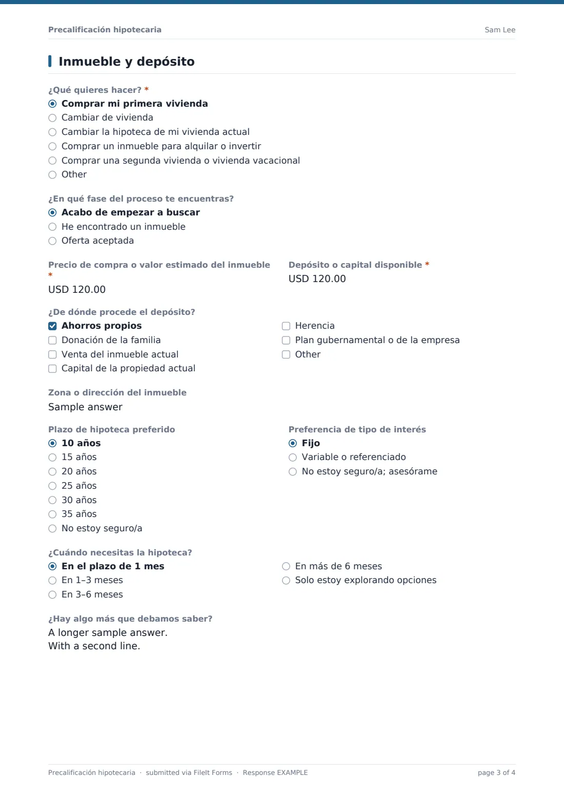Precalificación hipotecaria — PDF de respuesta de ejemplo, página 3 de 4