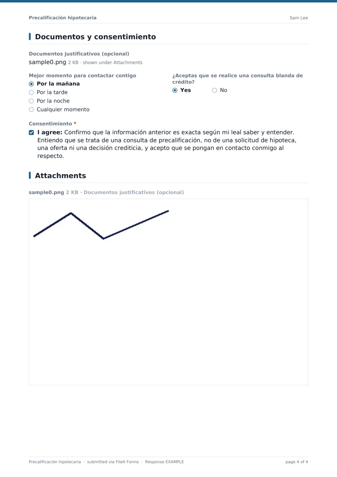 Precalificación hipotecaria — PDF de respuesta de ejemplo, página 4 de 4